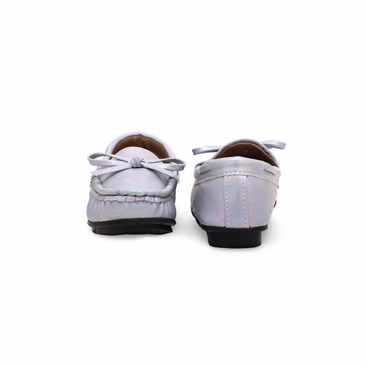 Girls Grey Formal Moccasin KD2299