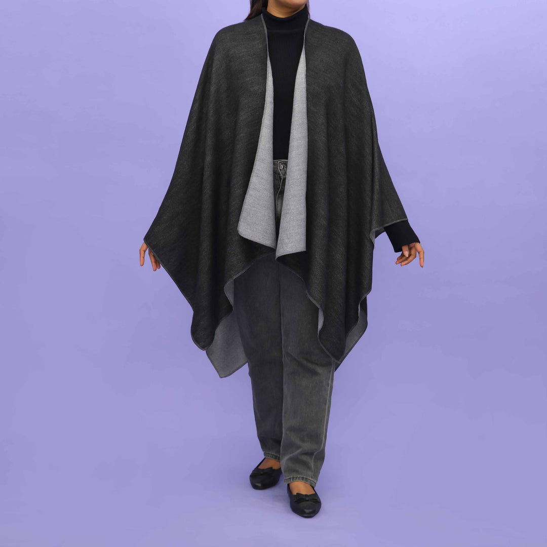 Black Winter Cape Shawl PN4717