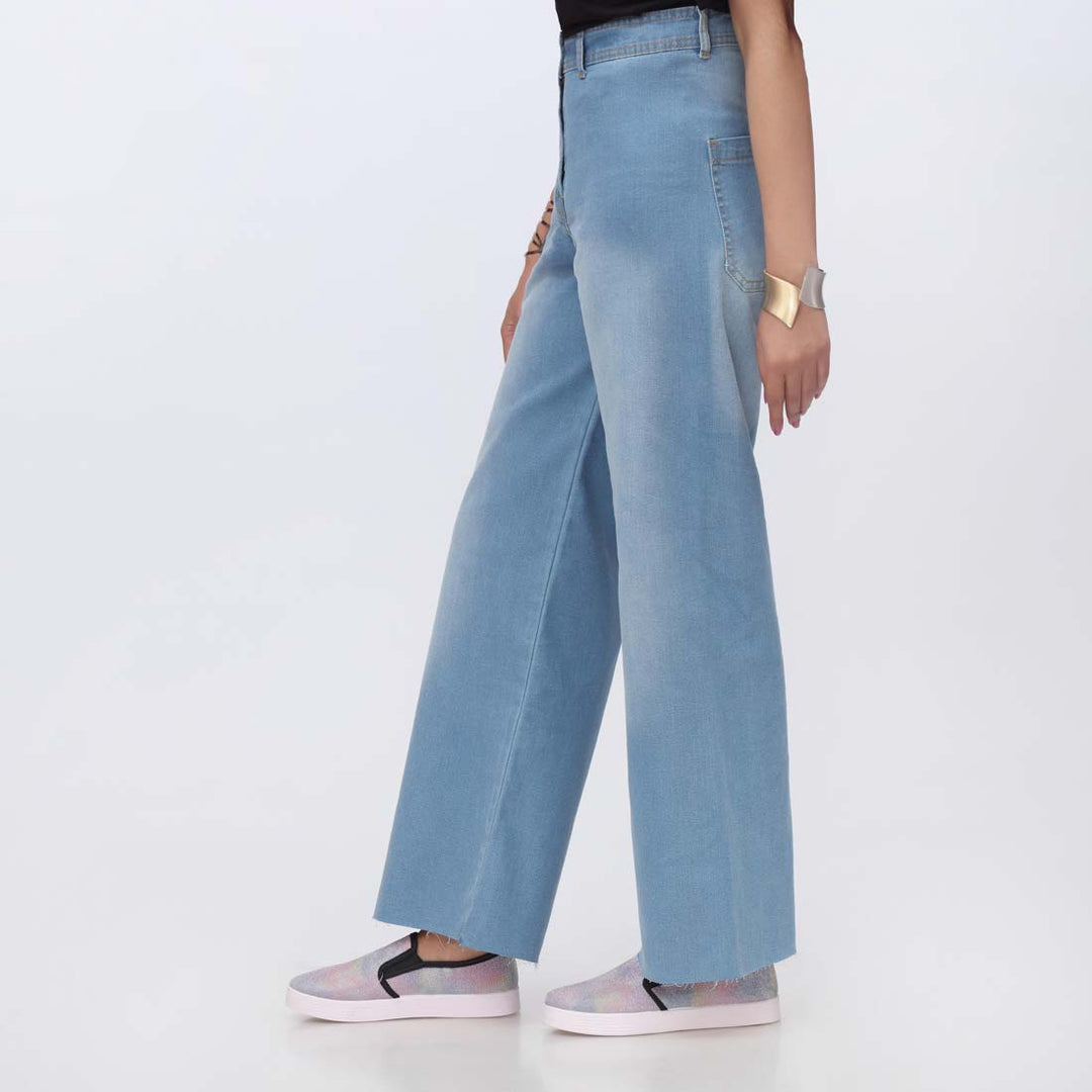 Sky Blue Seamless Flapper Denim Pant PS1540