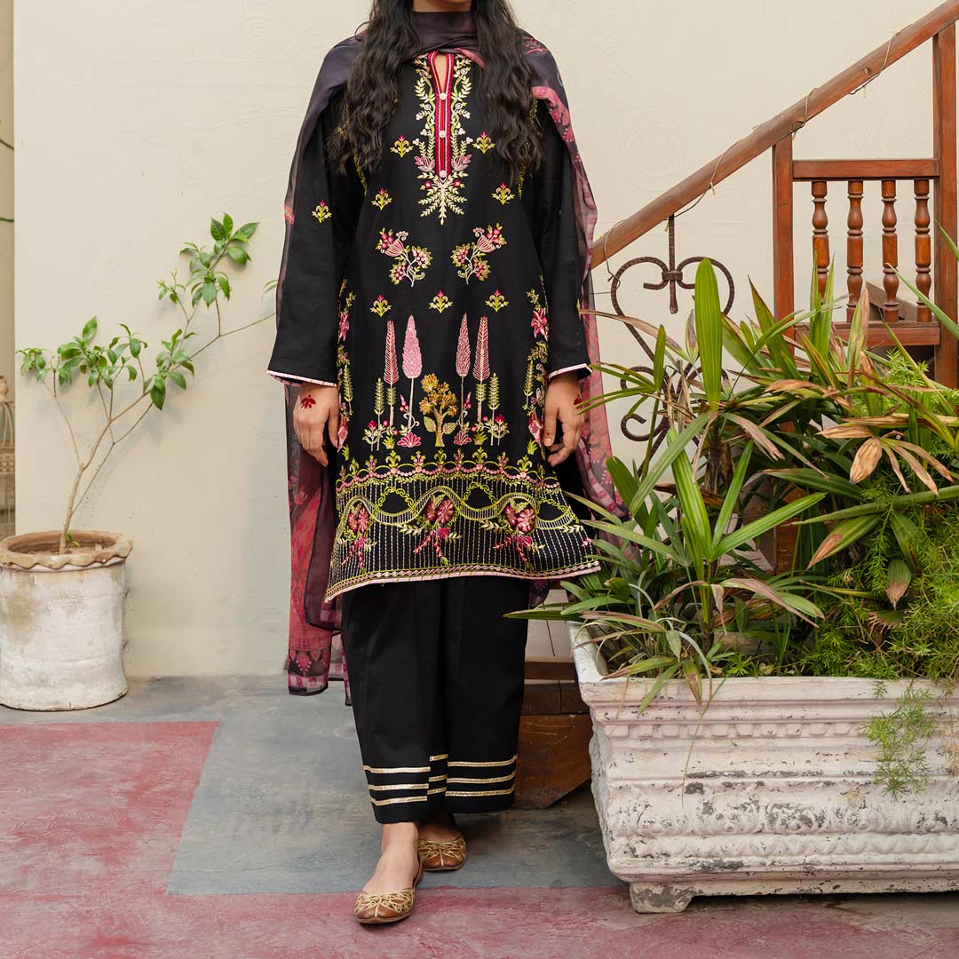 3PC- Embroidered Cambric Suit PS4130