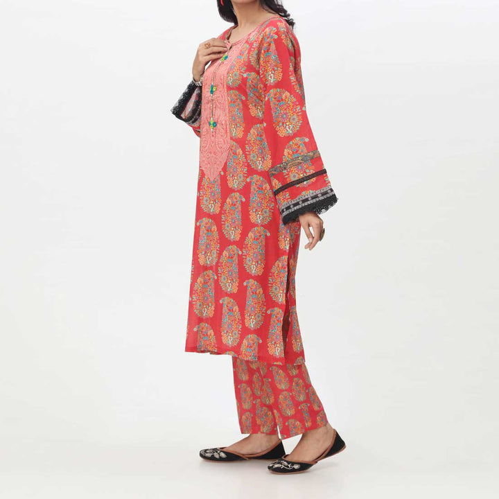 Red 2PC- Embroidered Lawn Suit PS4223