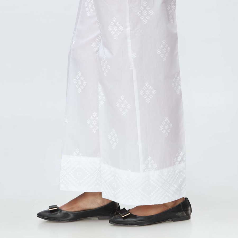 White Screen Printed Cambric Trouser PS4510