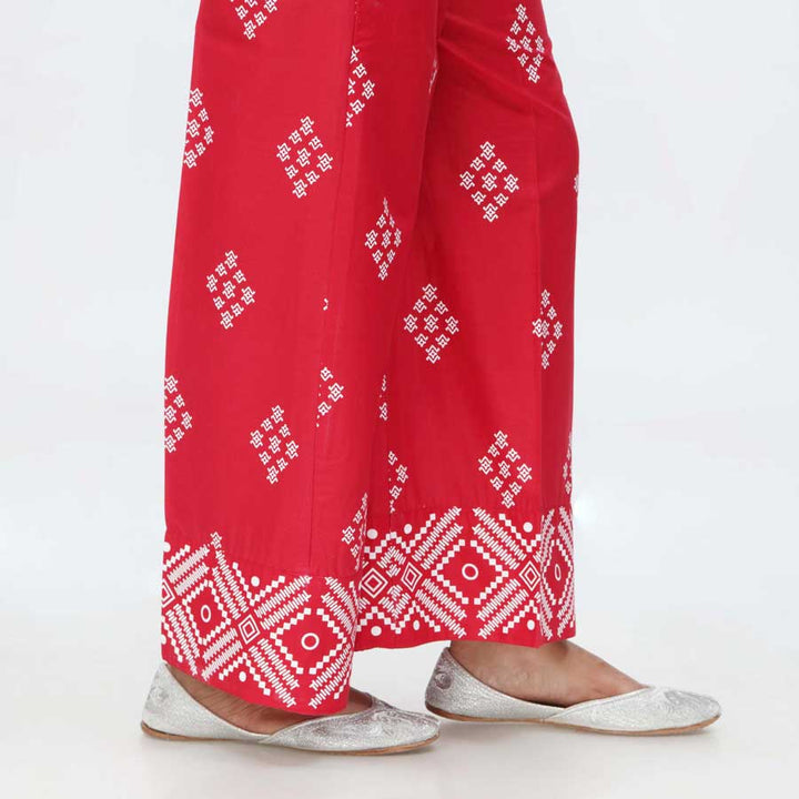 Red Screen Printed Cambric Trouser PS4510