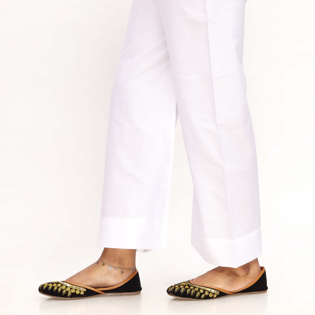 White Striaght Fit Cambric Plain Trouser PS4596