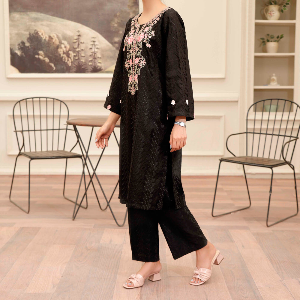 2PC Chikan Fabric Embroidered Suit PS4944