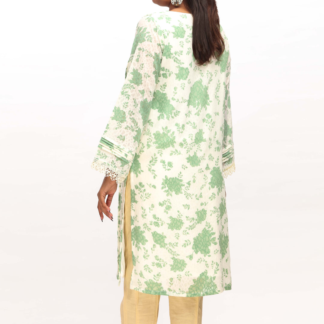 Cream Printed Georget Shirt PS4963