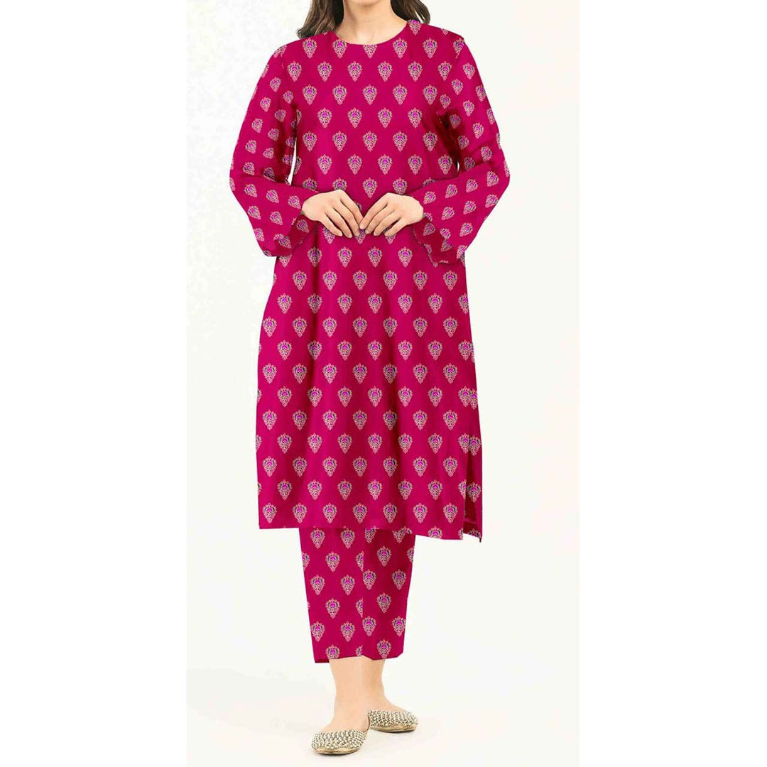 2PC-Digital Printed Cambric Suit PS9405