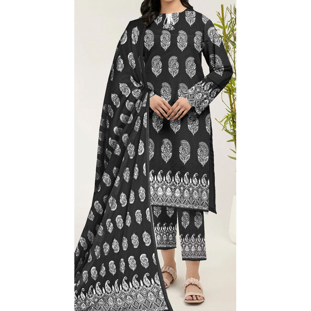 3PC- Unstitched Printed Cambric Suit PS9421