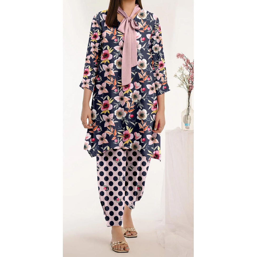 2PC-Digital Printed Cambric Suit PS9444