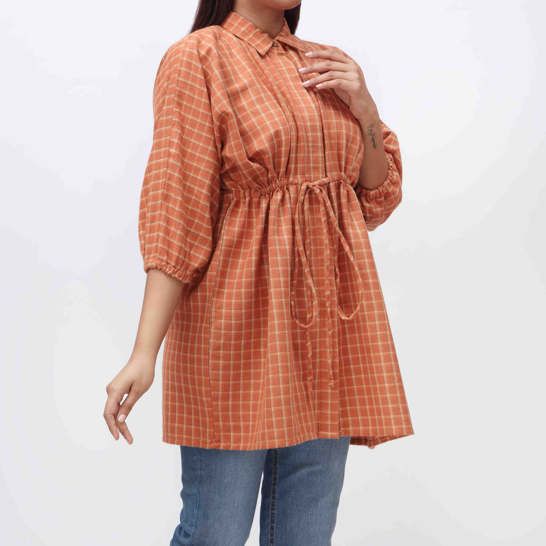 1PC- Flannel Checkered Top PW3274