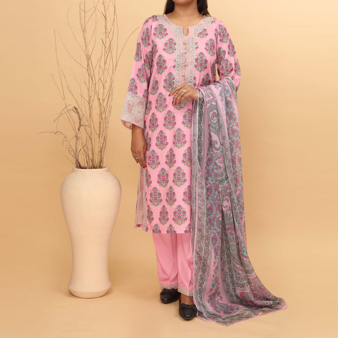 3PC- Printed Grip Silk Suit PW4105