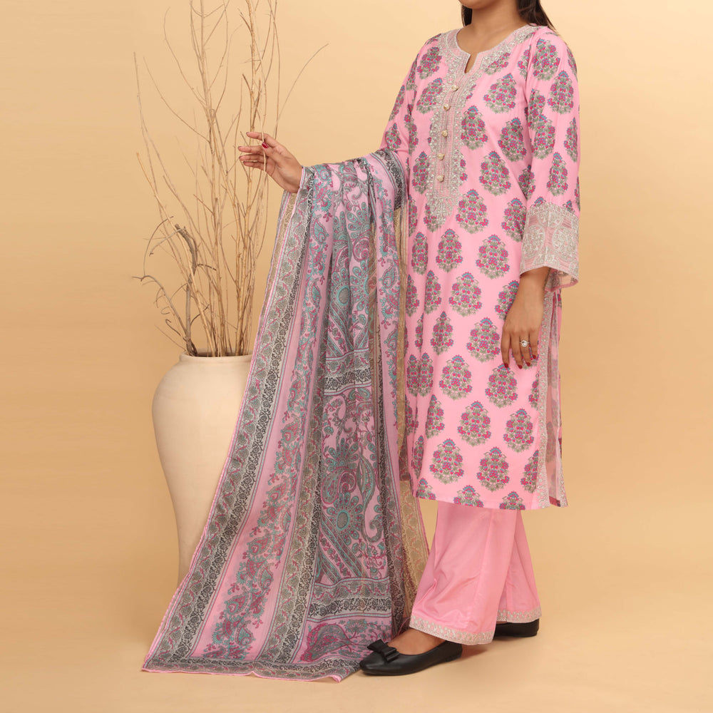 3PC- Printed Grip Silk Suit PW4105