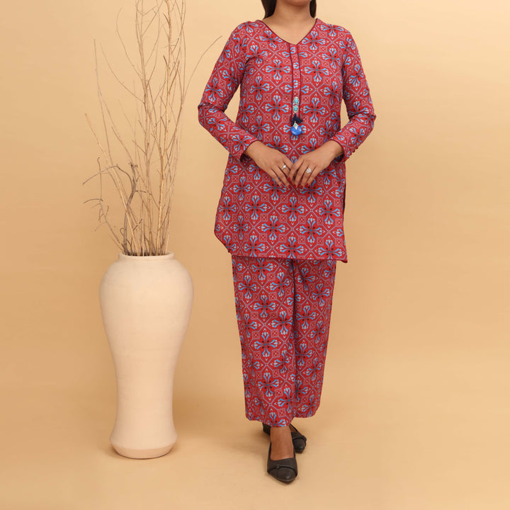 2PC- Printed Khaddar Co-ord Set PW4165