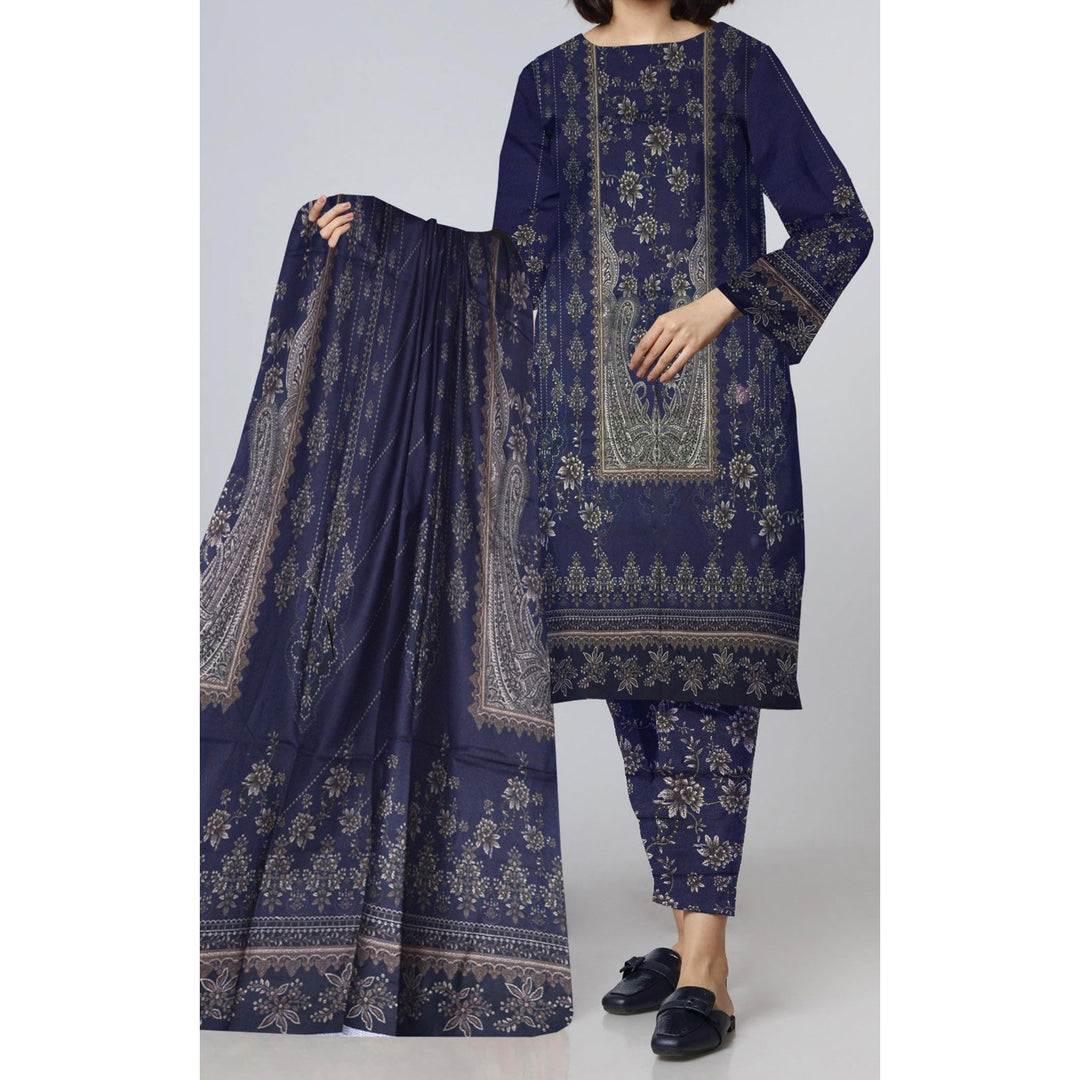 3PC- Unstitched Digital Printed Dhanak Suit PW4300