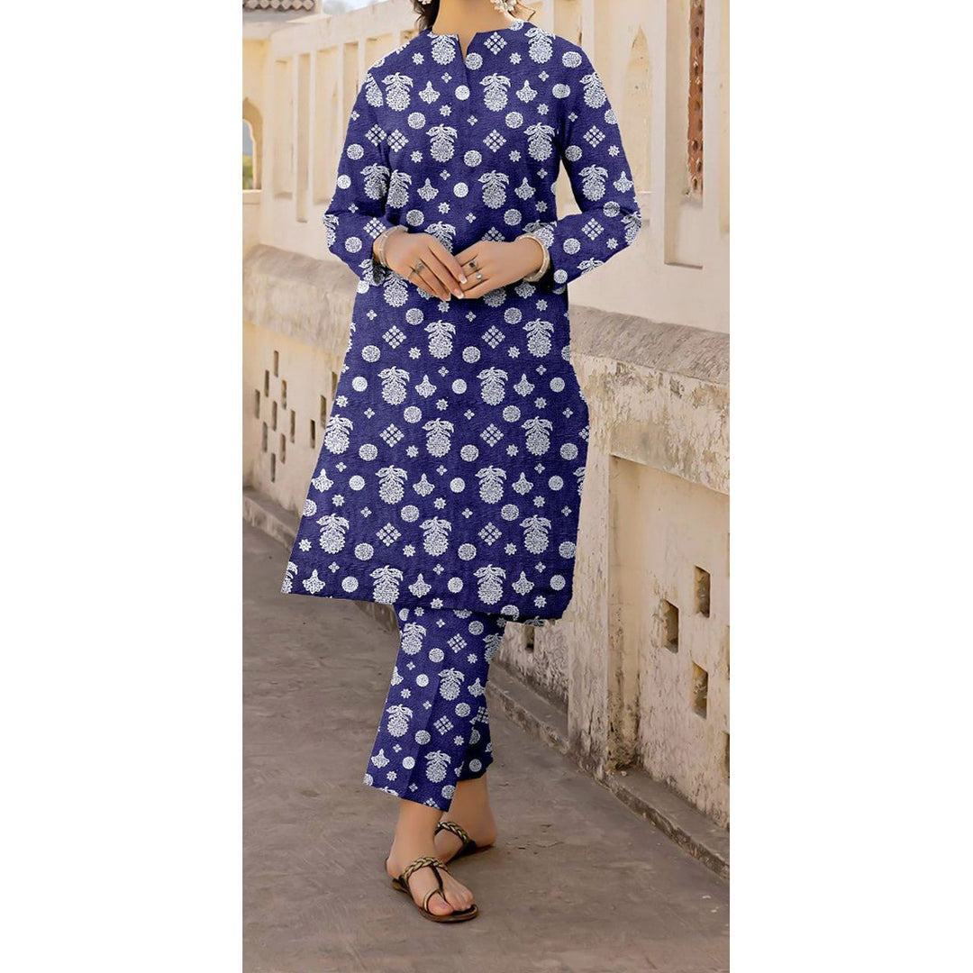 2 PC- Unstitched Printed Slub Khaddar Suit PW4361