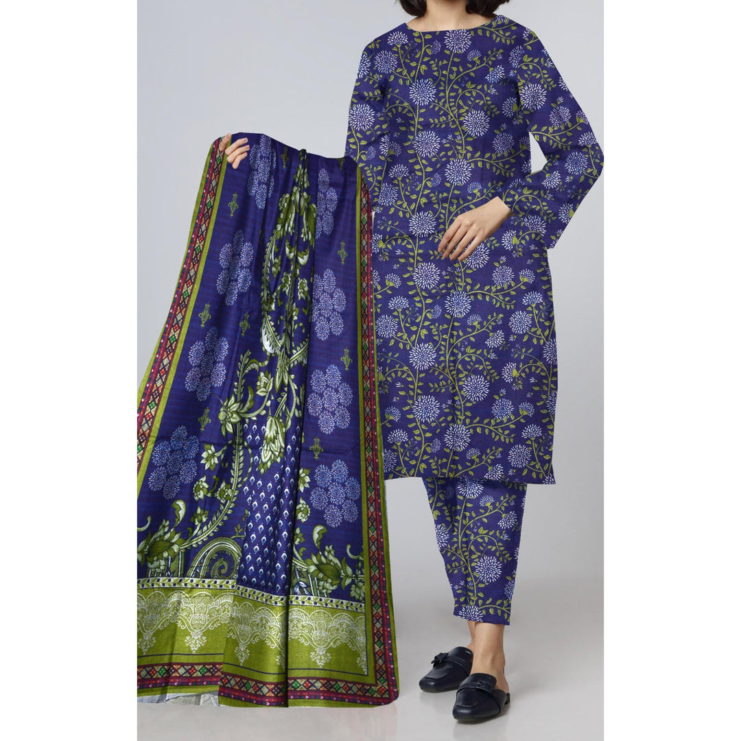 3PC- Unstitched Digital Printed Dhanak Suit PW4487