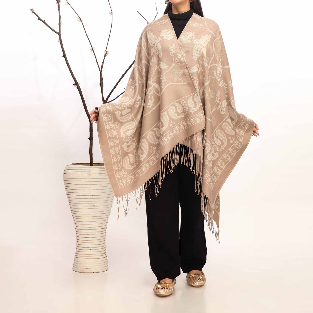 Beige Winter Cape Shawl PW4923