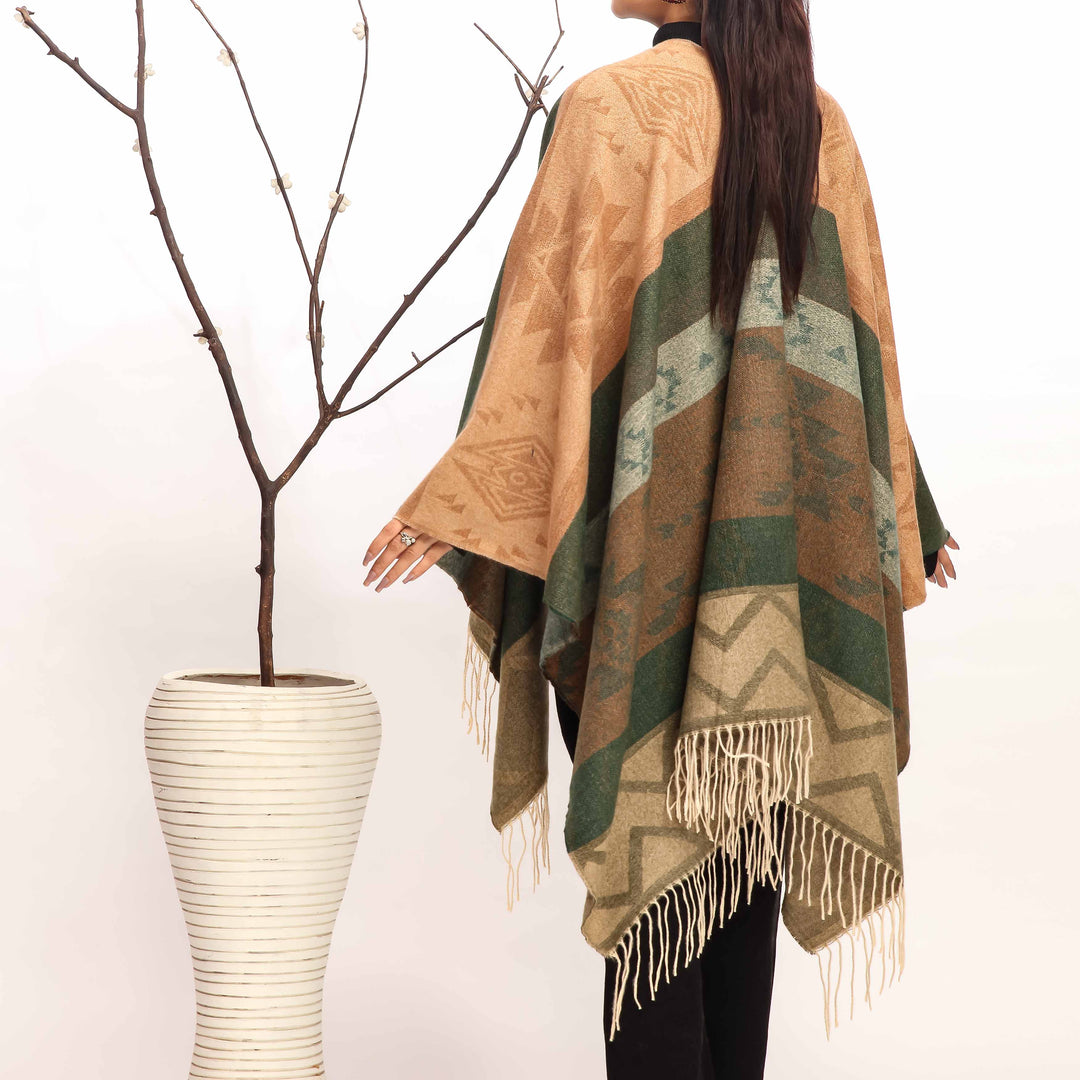 Green Winter Cape Shawl PW4955