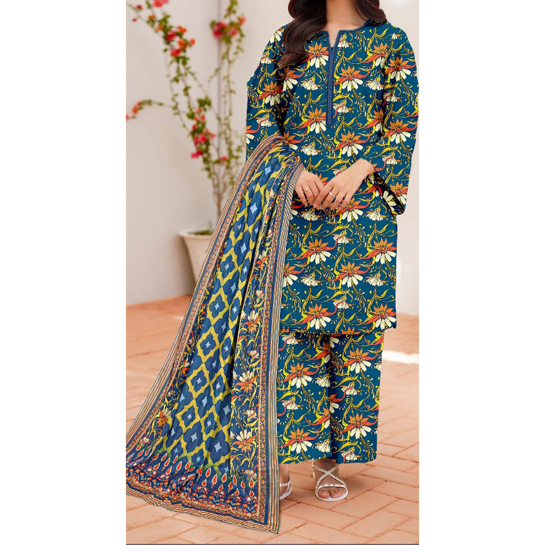 3PC- Unstitched Digital Printed Lawn Suit US5076