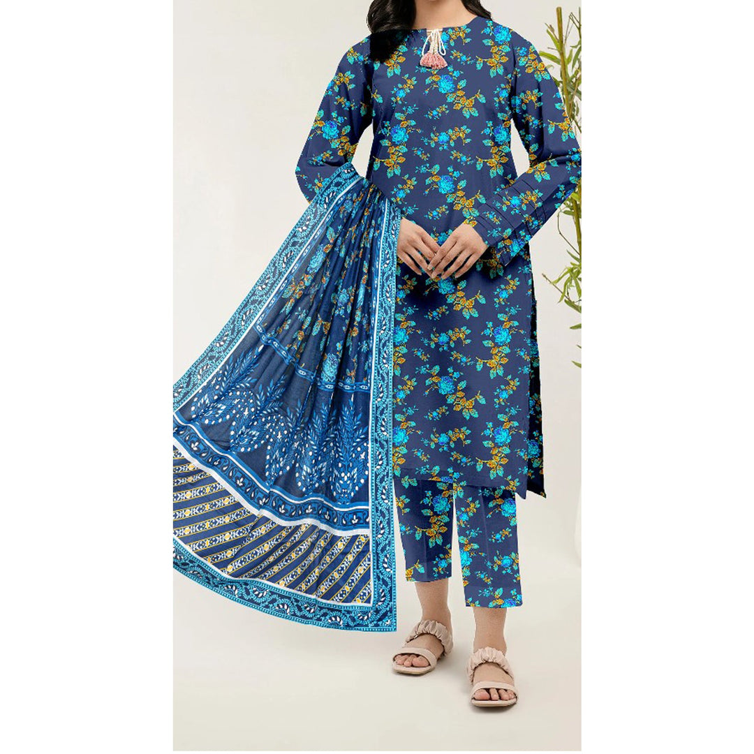 3PC- Unstitched Digital Printed Lawn Suit US5082