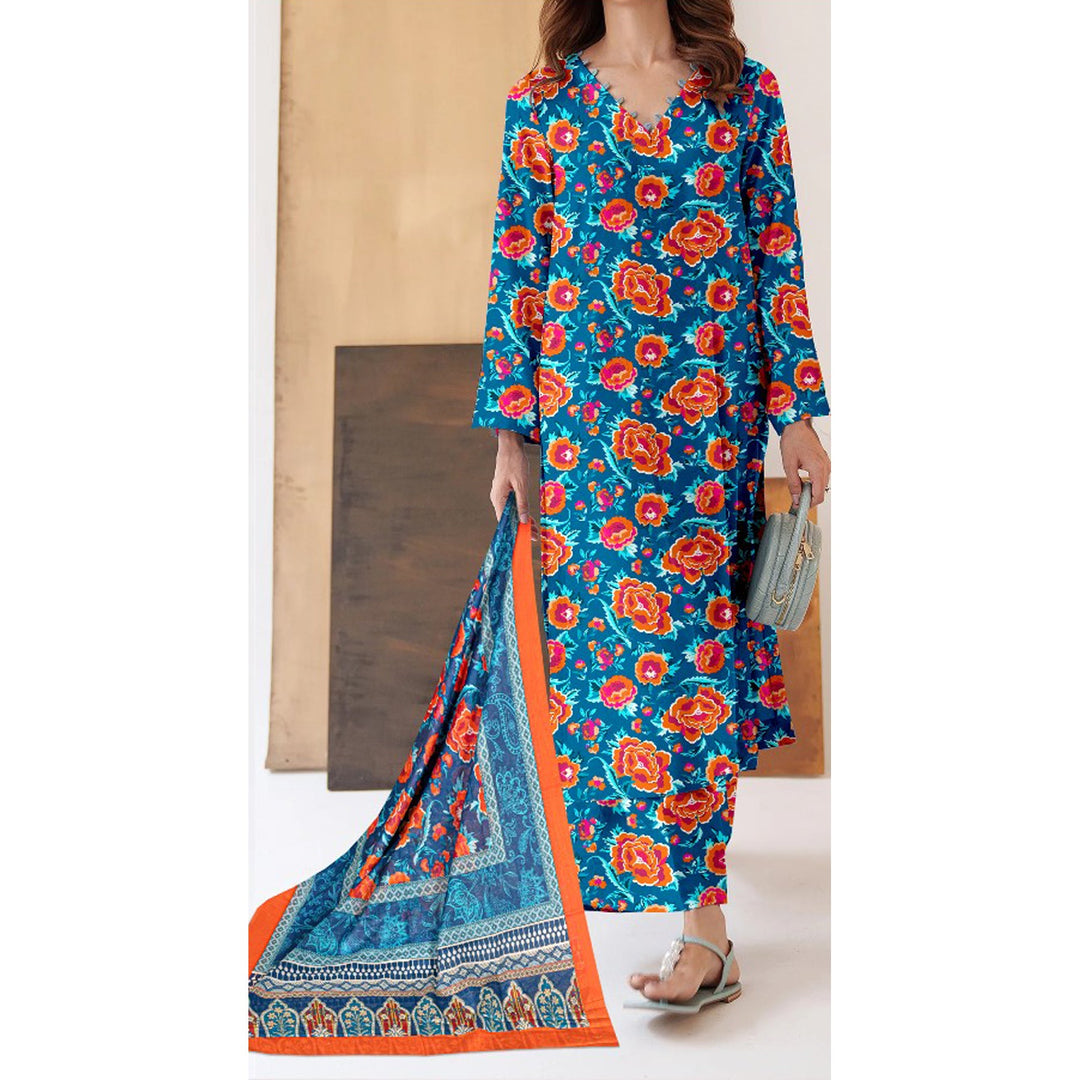 3PC- Unstitched Digital Printed Lawn Suit US5090