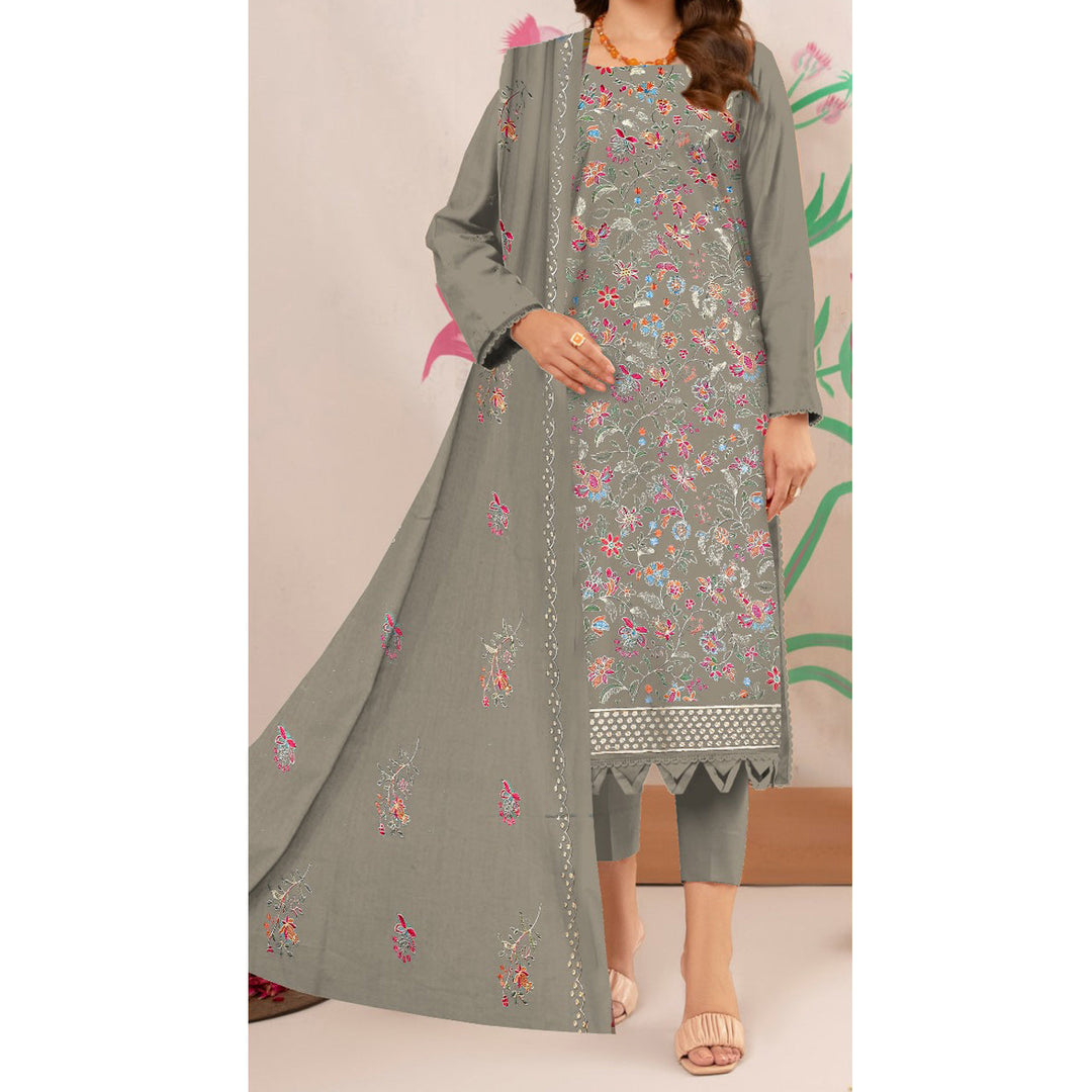 3PC- Unstitched Embroidered Lawn Suit US5173