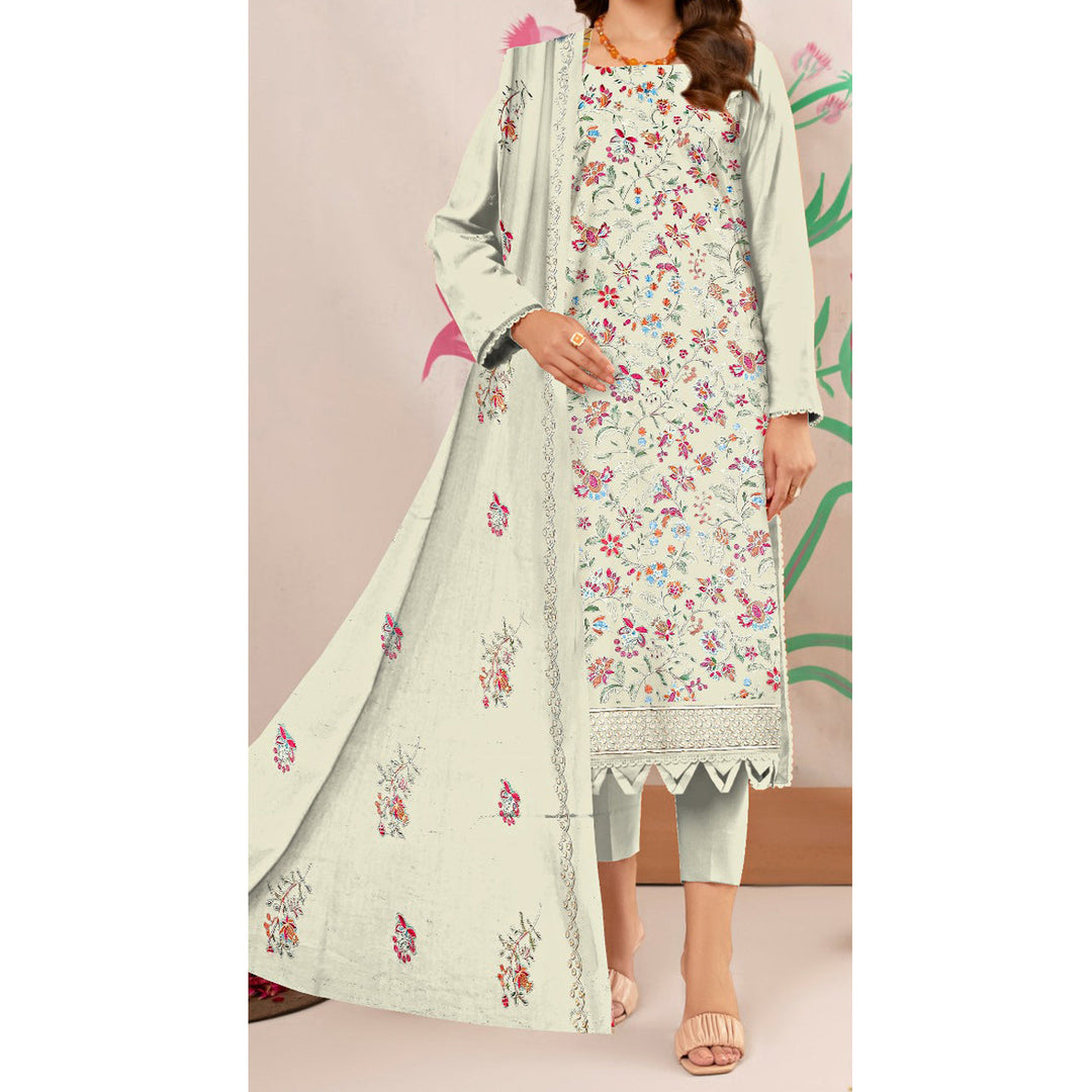 3PC- Unstitched Embroidered Lawn Suit US5174