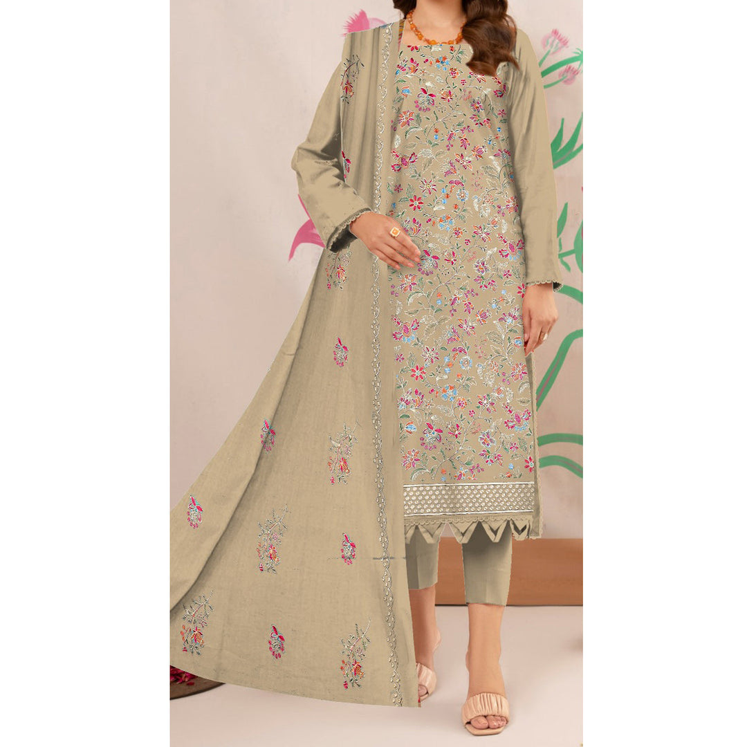 3PC- Unstitched Embroidered Lawn Suit US5175