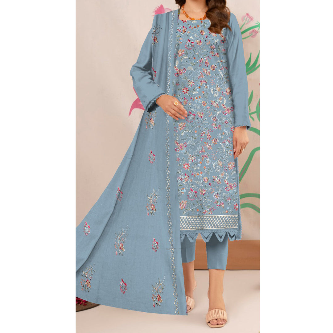 3PC- Unstitched Embroidered Lawn Suit US5176