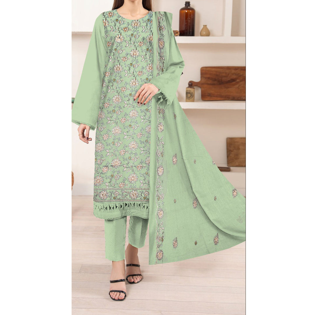 3PC- Unstitched Embroidered Lawn Suit US5180