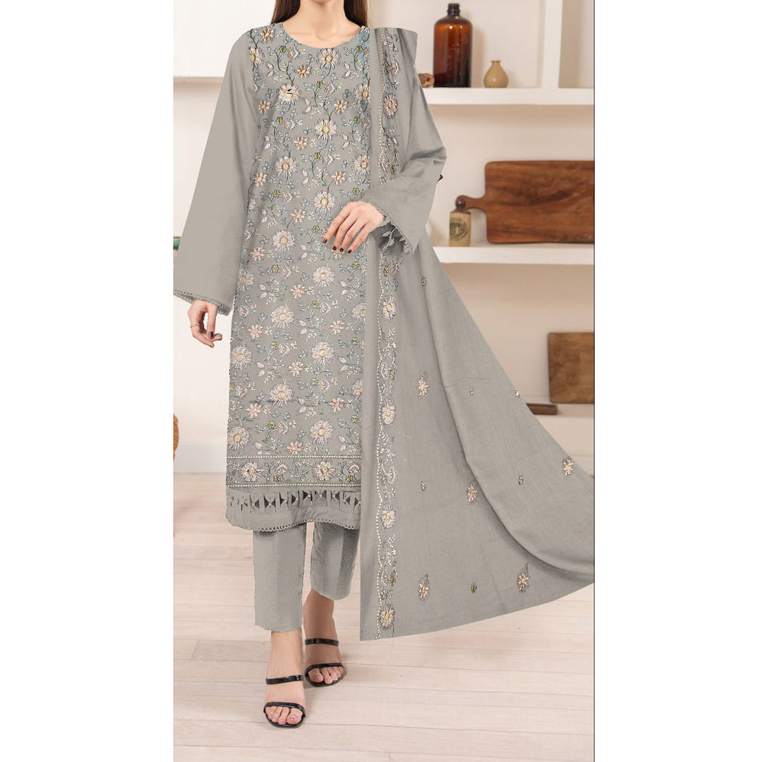 3PC- Unstitched Embroidered Lawn Suit US5182