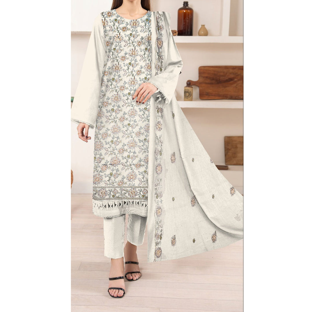 3PC- Unstitched Embroidered Lawn Suit US5183