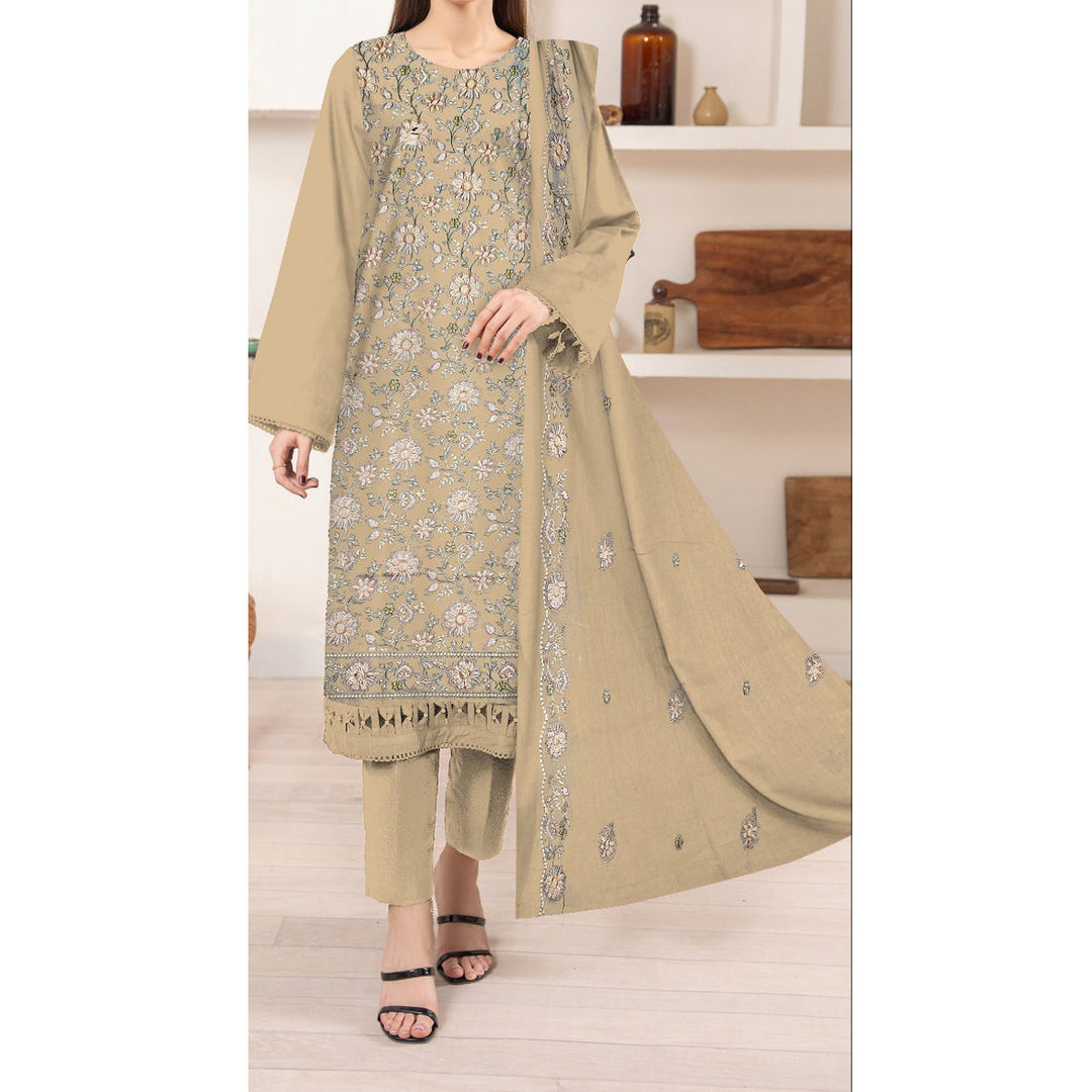 3PC- Unstitched Embroidered Lawn Suit US5184