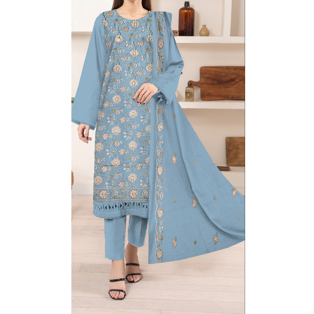 3PC- Unstitched Embroidered Lawn Suit US5185