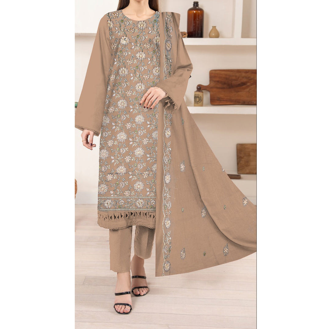 3PC- Unstitched Embroidered Lawn Suit US5187