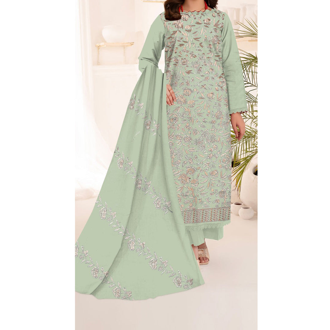 3PC- Unstitched Embroidered Lawn Suit US5207