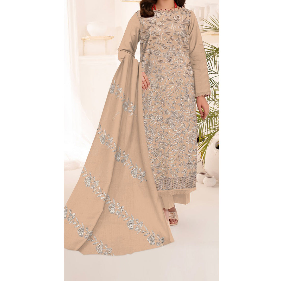 3PC- Unstitched Embroidered Lawn Suit US5208