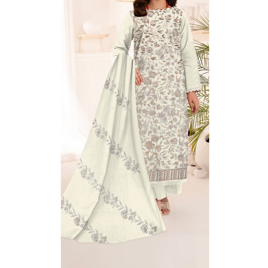 3PC- Unstitched Embroidered Lawn Suit US5210