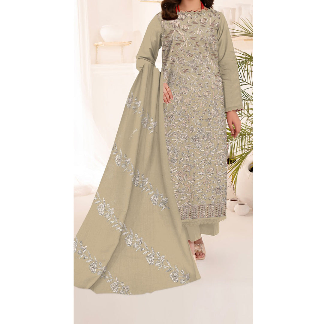 3PC- Unstitched Embroidered Lawn Suit US5211