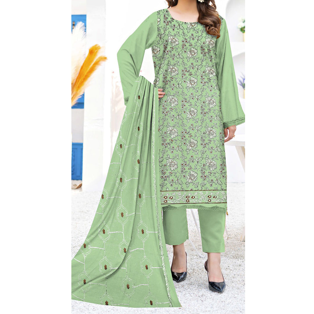 3PC- Unstitched Embroidered Lawn Suit US5216