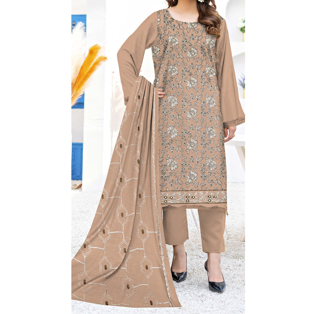 3PC- Unstitched Embroidered Lawn Suit US5217