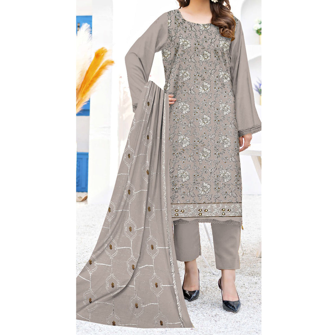 3PC- Unstitched Embroidered Lawn Suit US5218