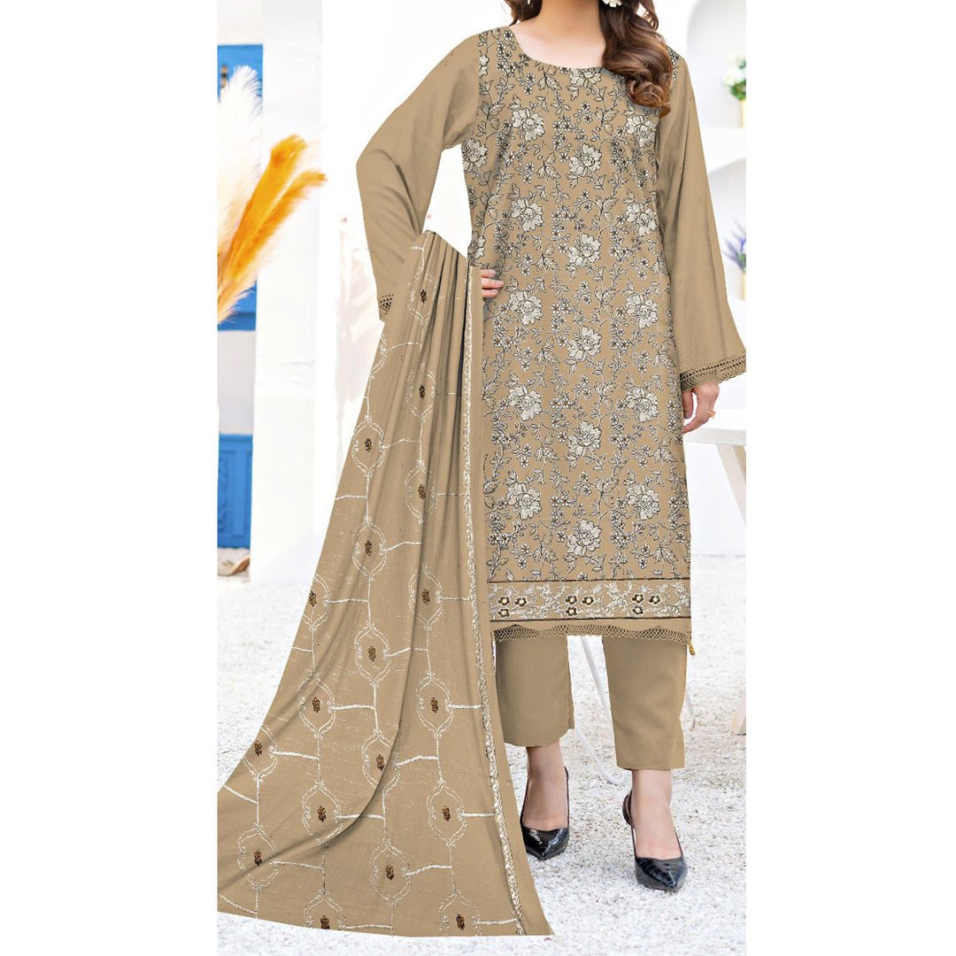 3PC- Unstitched Embroidered Lawn Suit US5220