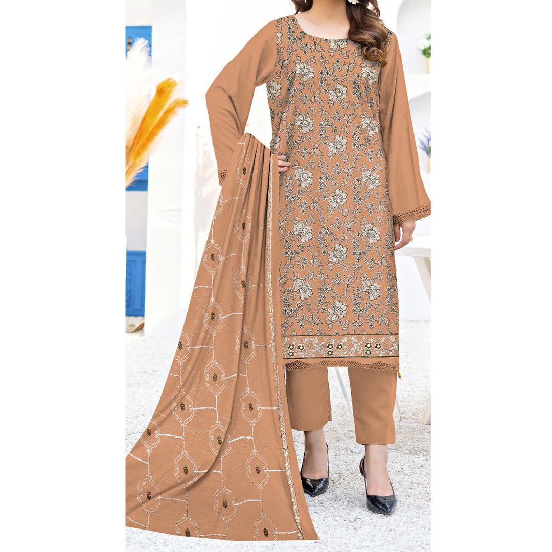 3PC- Unstitched Embroidered Lawn Suit US5223