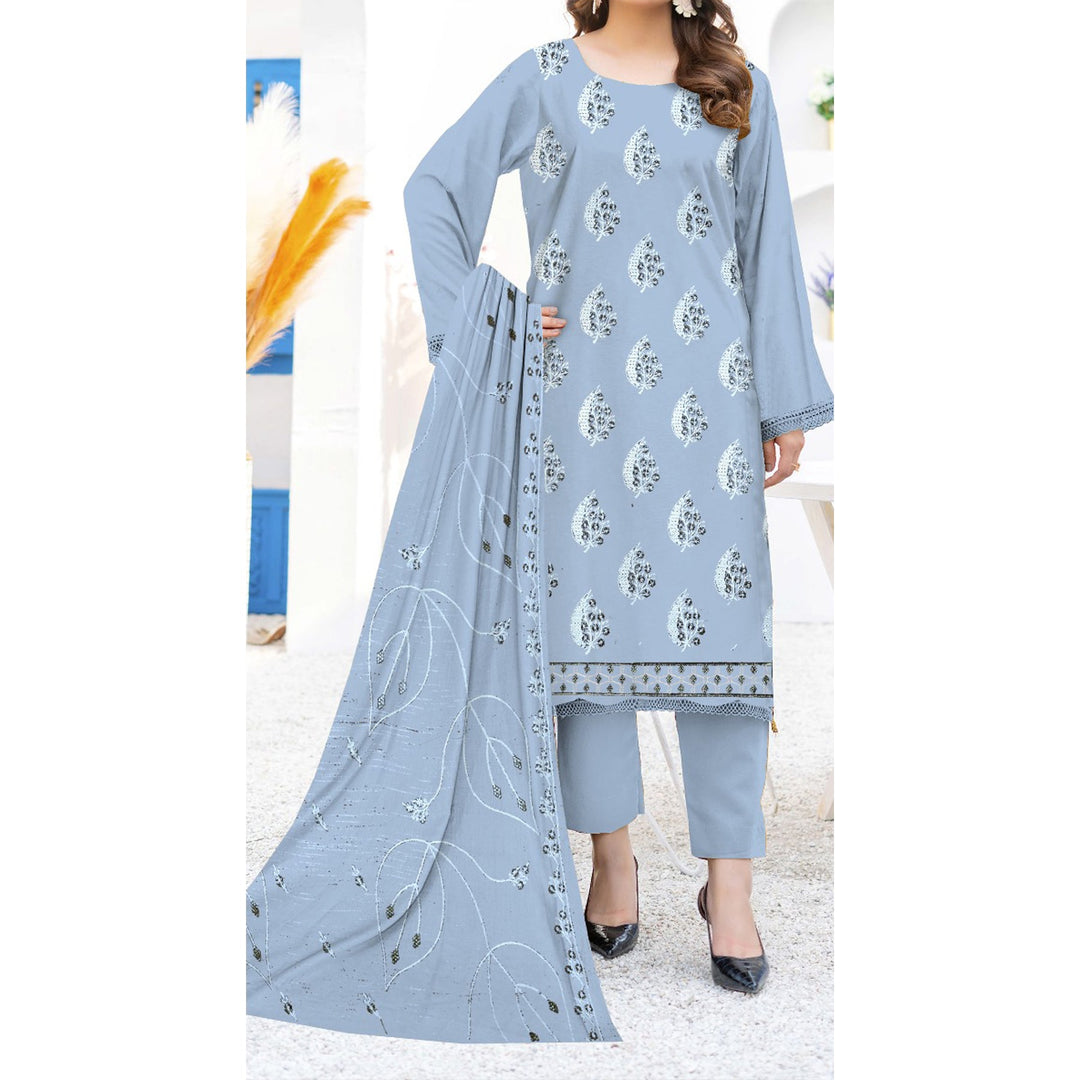 3PC- Unstitched Embroidered Lawn Suit US5230