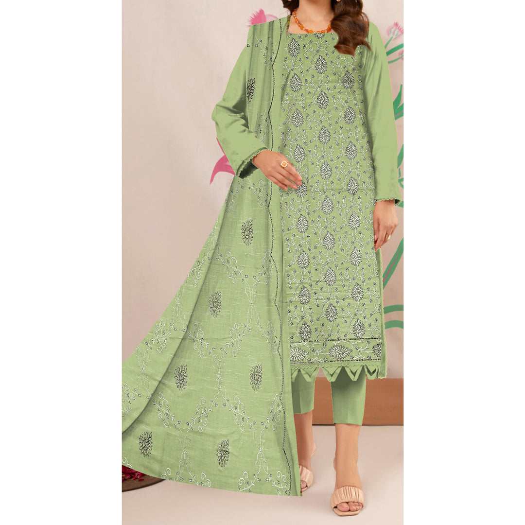 3PC- Unstitched Embroidered Lawn Suit US5244