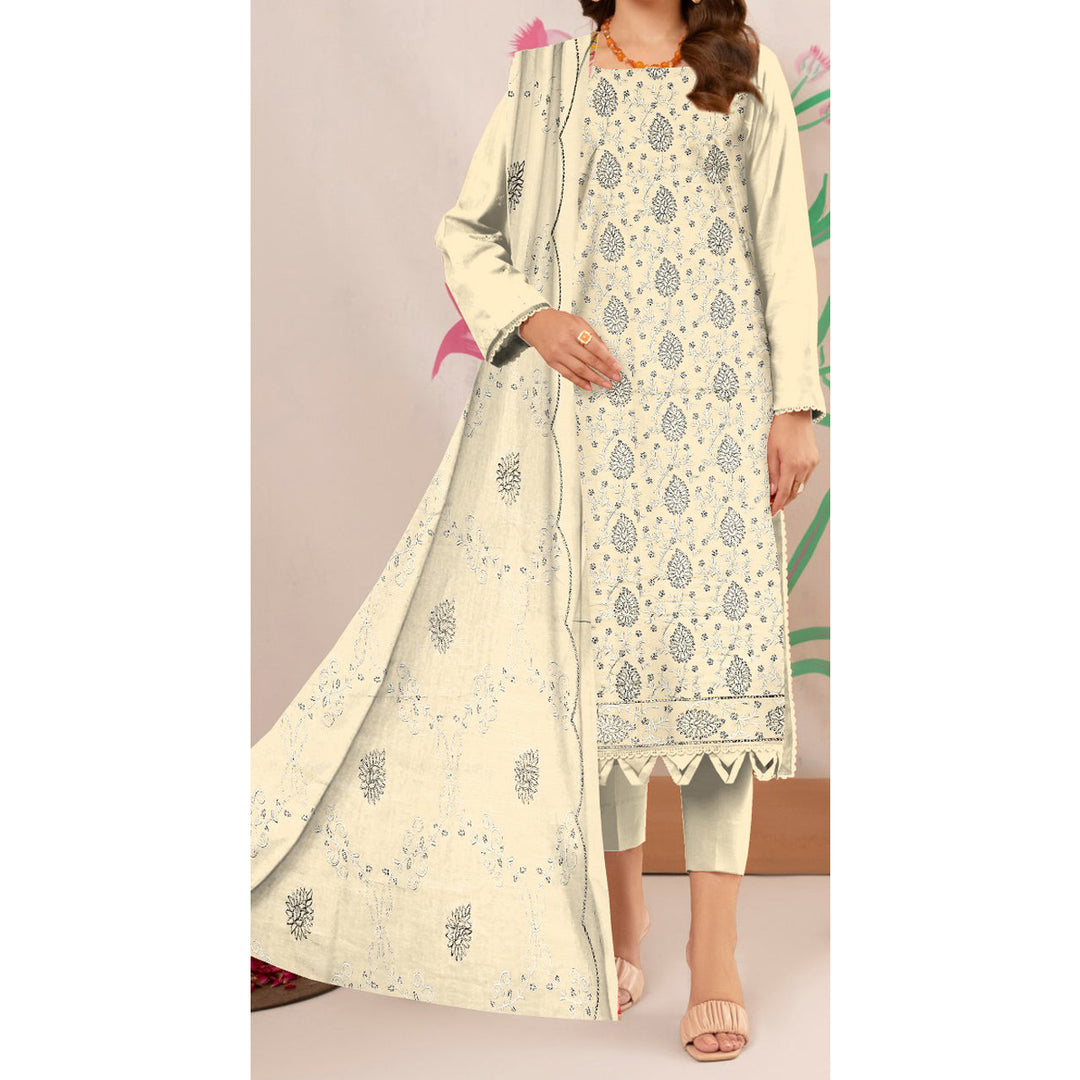 3PC- Unstitched Embroidered Lawn Suit US5247