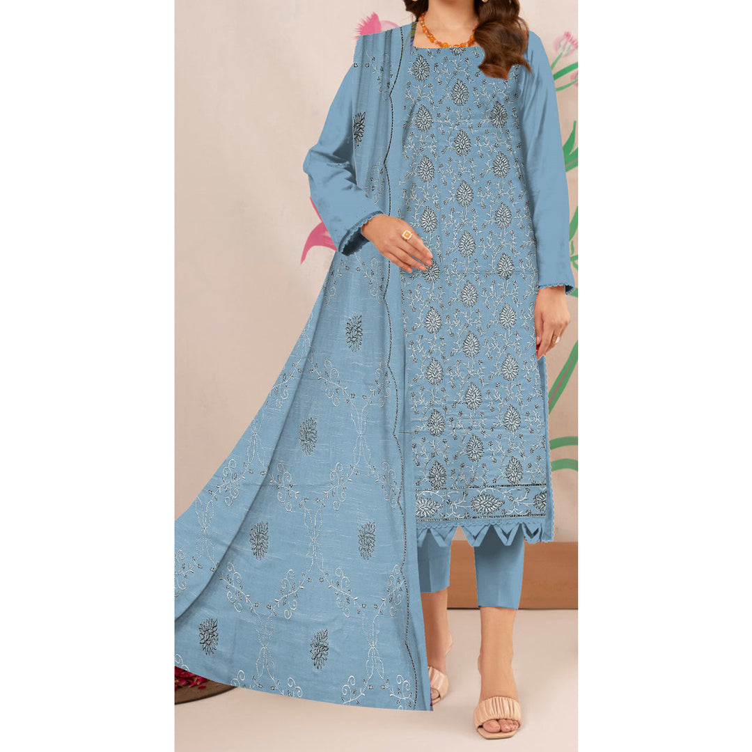 3PC- Unstitched Embroidered Lawn Suit US5250