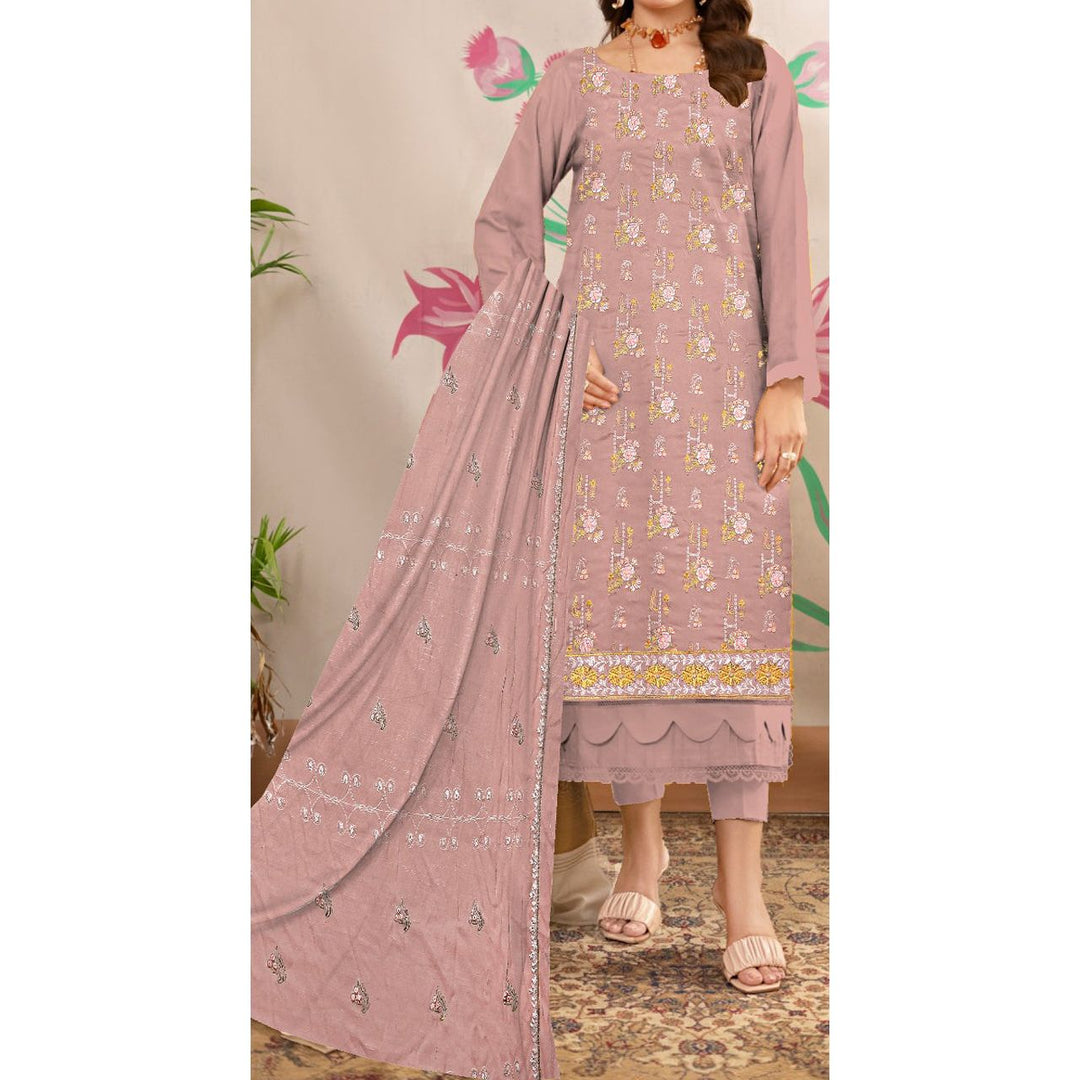 3PC- Unstitched Embroidered Lawn Suit US5242