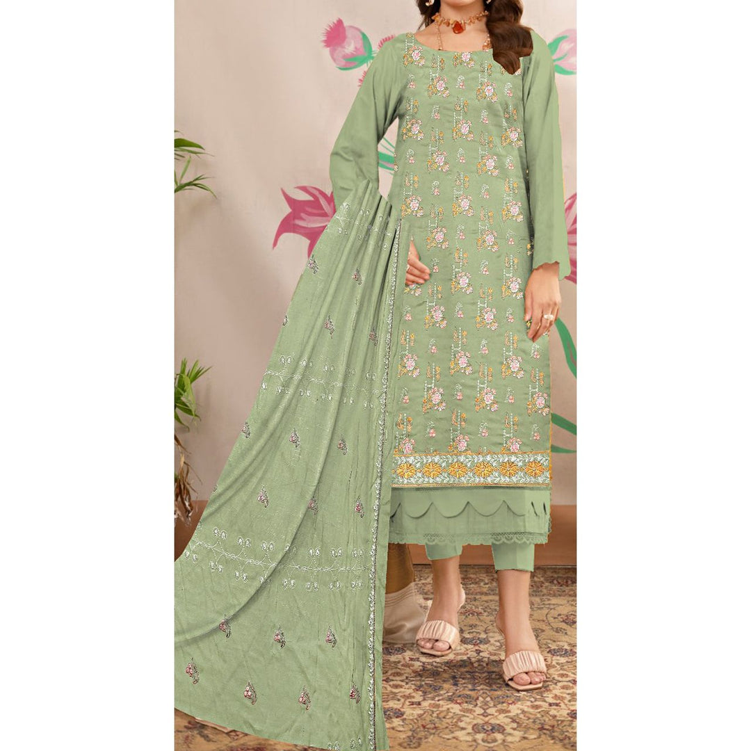 3PC- Unstitched Embroidered Lawn Suit US5243